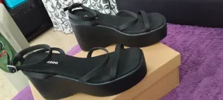 Sandalias plataforma negras tiras talla 39