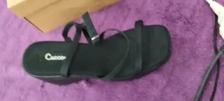 Sandalias plataforma negras tiras talla 39