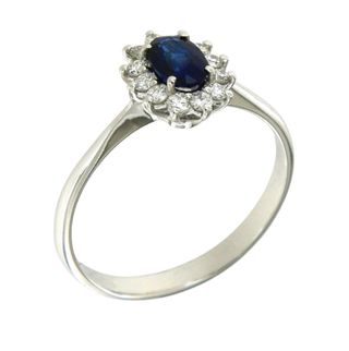 Anillo Oro Blanco 18kt Zafiro Natural 0.60ct