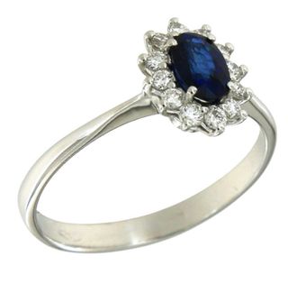 Anillo Oro Blanco 18kt Zafiro Natural 0.60ct