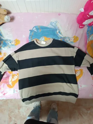 Jersey rayas beige y negro talla única