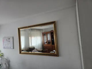 Espejo antiguo dorado madera y cristal