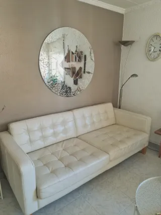 Sofá 3 plazas piel blanco