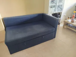 Sofá Cama Chaise Longue Azul/Gris