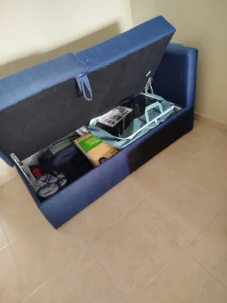 Sofá Cama Chaise Longue Azul/Gris