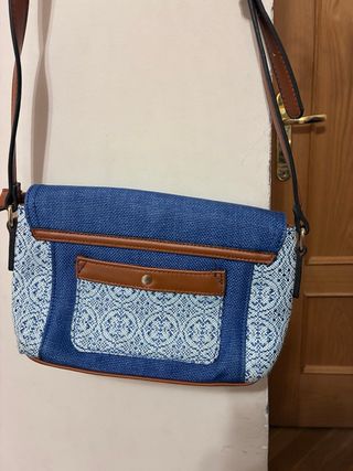 Bolso Parfois azul y blanco