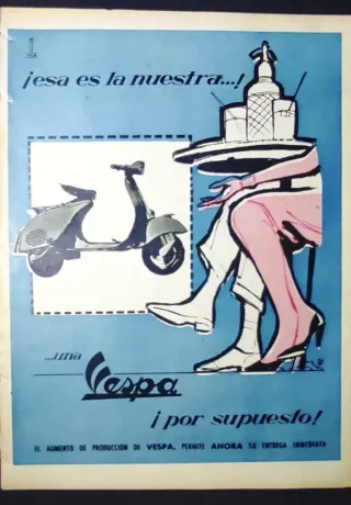 ANUNCIO GRAN FORMATO MOTO VESPA AÑO 1959