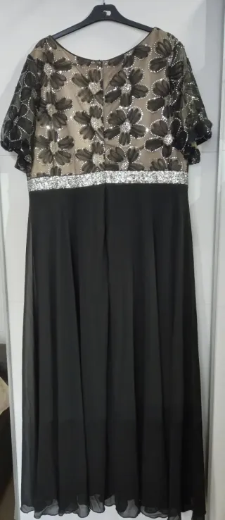 Vestido Shein Negro con Detalles Plateados
