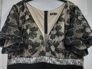 Vestido Shein Negro con Detalles Plateados