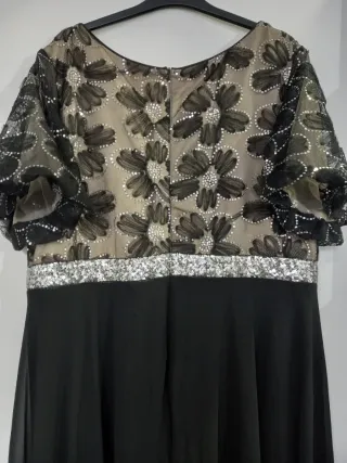 Vestido Shein Negro con Detalles Plateados