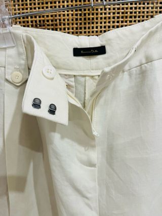 Bermuda Massimo Dutti Lino Mujer Beige