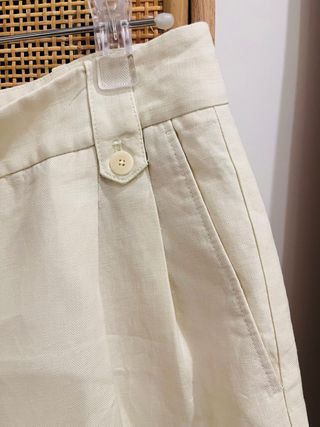 Bermuda Massimo Dutti Lino Mujer Beige