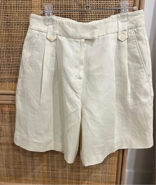 Bermuda Massimo Dutti Lino Mujer Beige