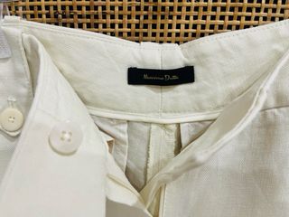 Bermuda Massimo Dutti Lino Mujer Beige