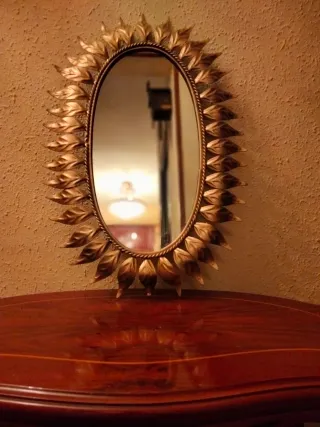 ANTIGUO ESPEJO RAYOS DE SOL MARCO BRONCE LUIS XVI