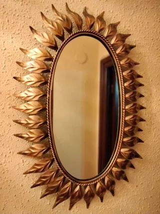 ANTIGUO ESPEJO RAYOS DE SOL MARCO BRONCE LUIS XVI