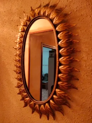 ANTIGUO ESPEJO RAYOS DE SOL MARCO BRONCE LUIS XVI