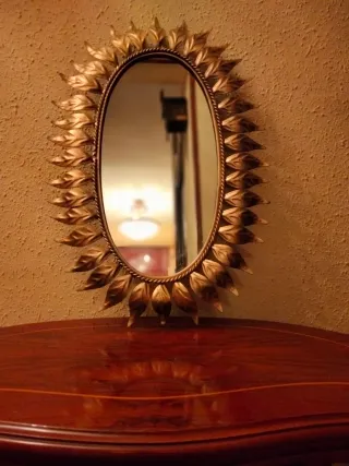 ANTIGUO ESPEJO RAYOS DE SOL MARCO BRONCE LUIS XVI