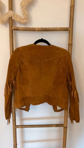 Chaqueta Zara Piel Auténtica Flecos Talla M