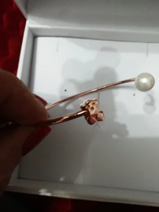 Pulsera Tous Plata Perla Dorada baño oro rosa