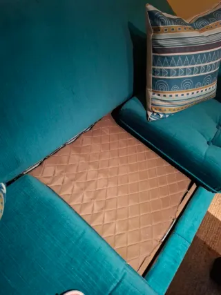 Sofá Cama Vintage Azul Turquesa