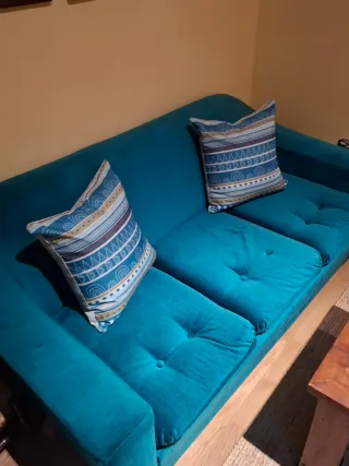 Sofá Cama Vintage Azul Turquesa