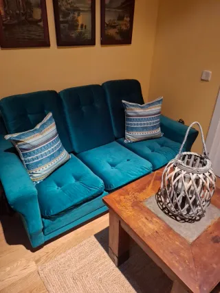 Sofá Cama Vintage Azul Turquesa