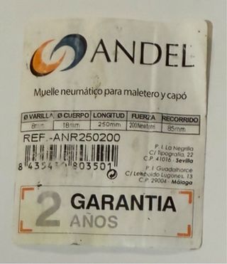 2 Muelles Neumáticos Maletero/Capó ANDEL Nuevos