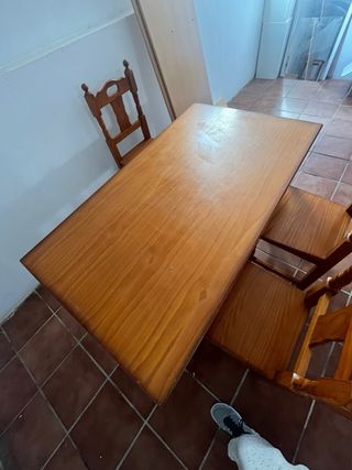 Mesa y 4 Sillas madera maciza Rústico Provenzal