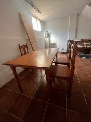 Mesa y 4 Sillas madera maciza Rústico Provenzal