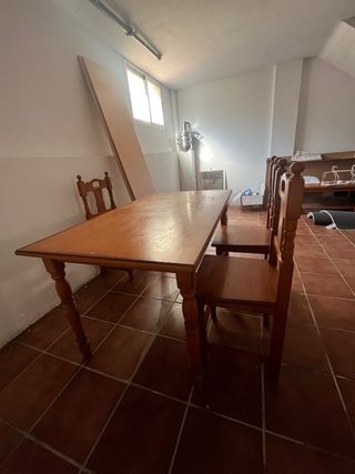 Mesa y 4 Sillas madera maciza Rústico Provenzal