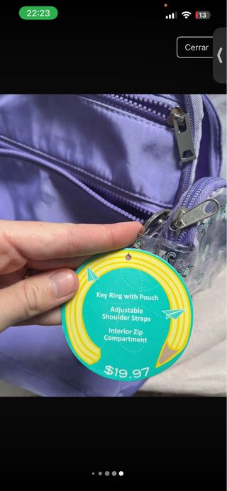 Mochila morada con monedero