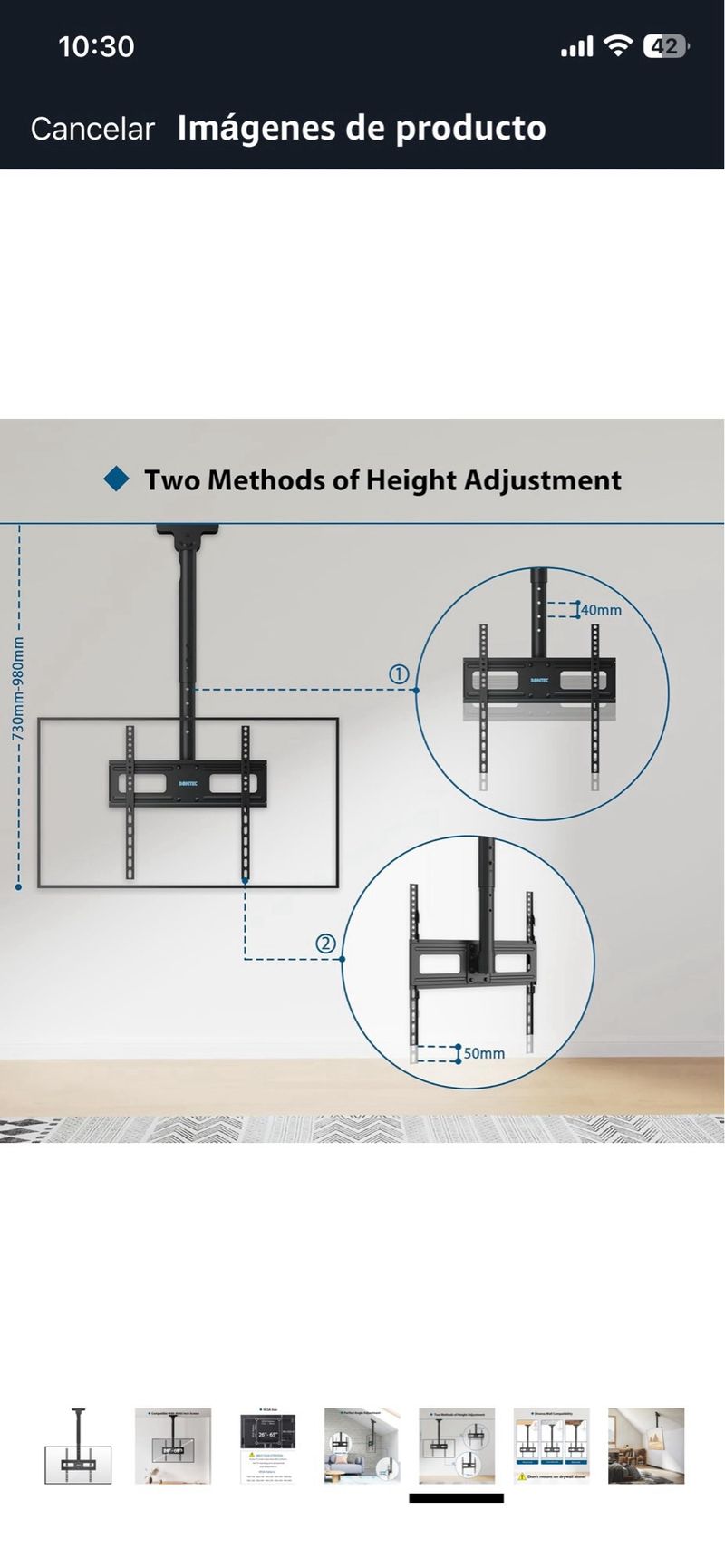 Soporte Techo TV BONTEC Inclinable Giratorio afbeelding 6