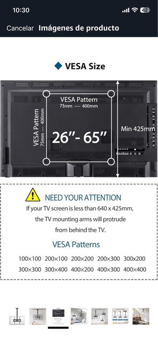 NUEVO Soporte Techo TV BONTEC Inclinable Giratorio