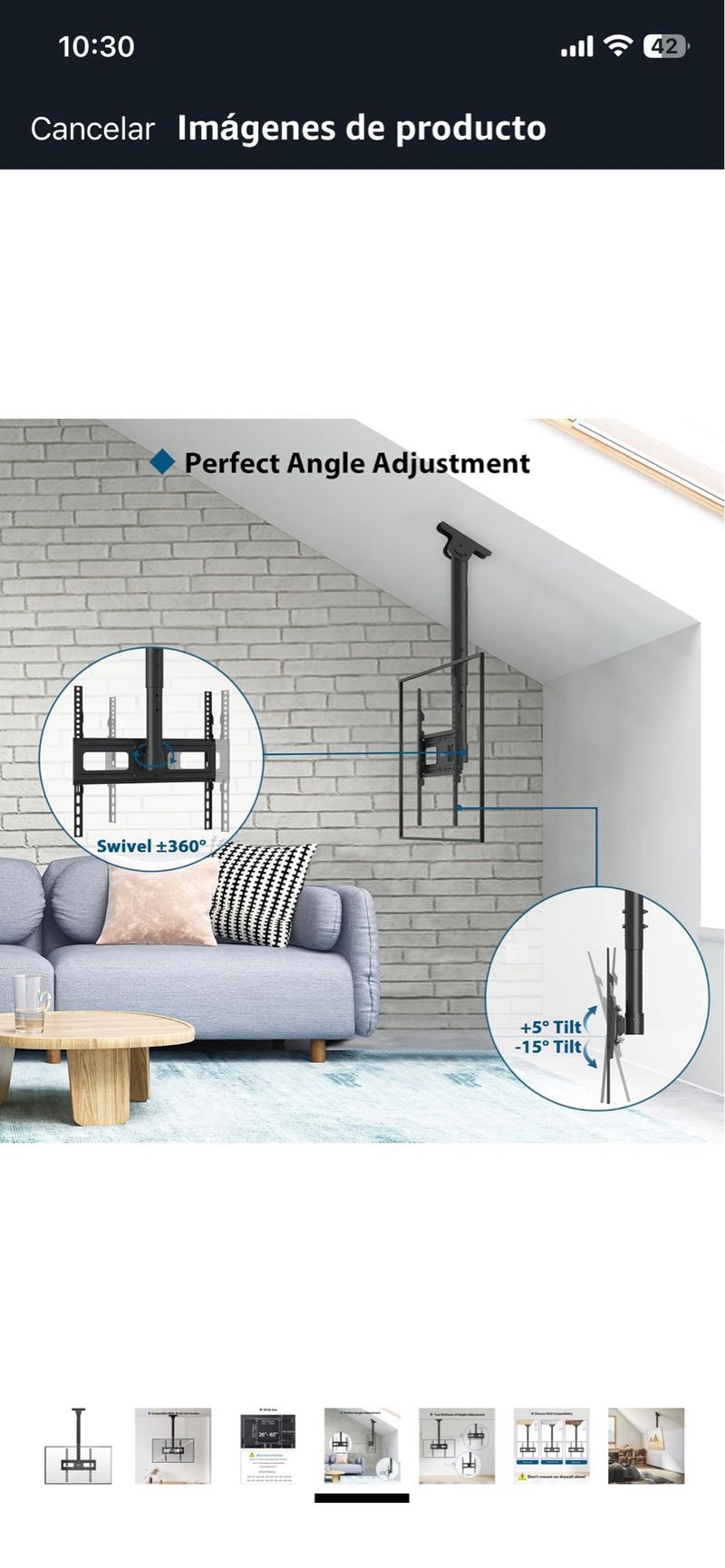 Soporte Techo TV BONTEC Inclinable Giratorio afbeelding 5