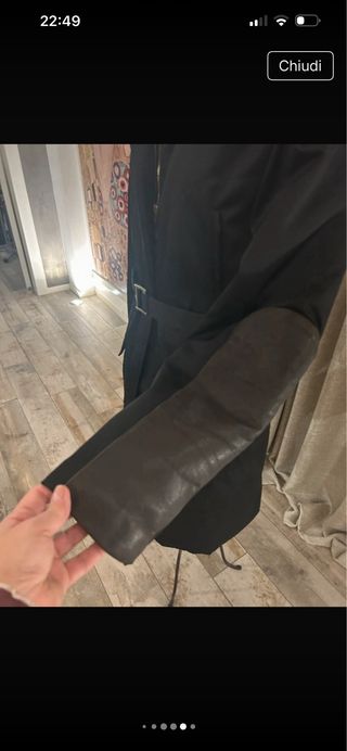 Cappotto in tessuto tecnico con pelle