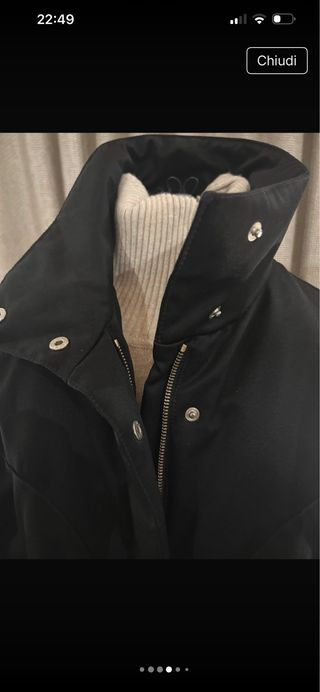 Cappotto in tessuto tecnico con pelle