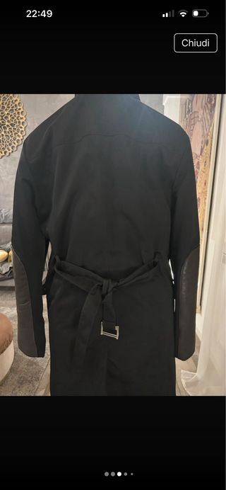 Cappotto in tessuto tecnico con pelle