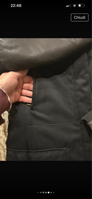 Cappotto in tessuto tecnico con pelle