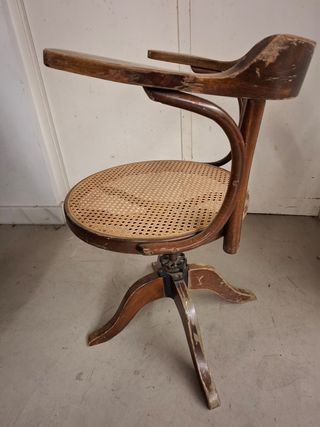 Silla Oficina Vintage Madera y Rattan