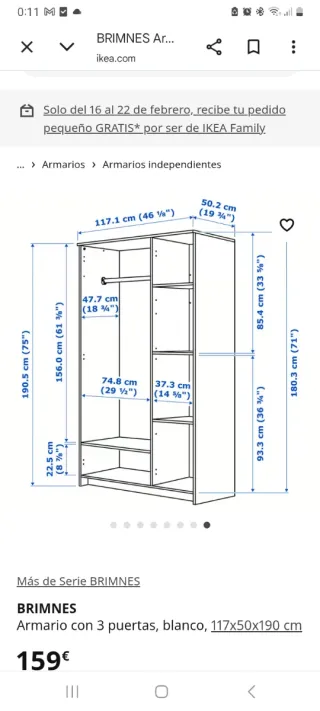 Prezzo non negoziabile: Armadio BRIMNES IKEA 3 porte