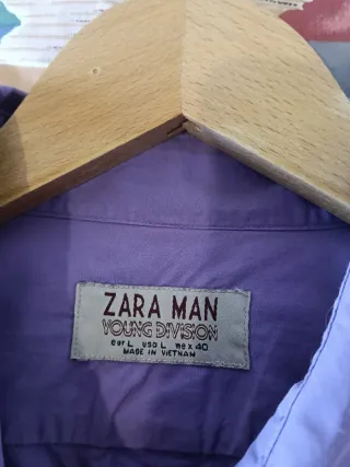 Camisa Zara Morada Manga Larga