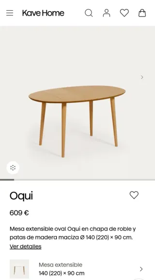 Mesa extensible oval 140 (220) x 90 cm