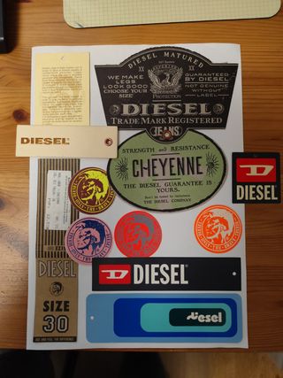 Pack 5 Etiquetas y Pegatinas Diesel Vintage Años 9