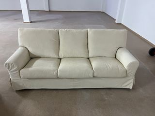 Sofá 3 plazas beige tela