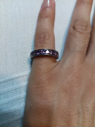 Anillo Pandora Plata Morado