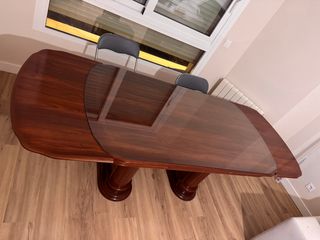 Mesa de comedor cristal y madera