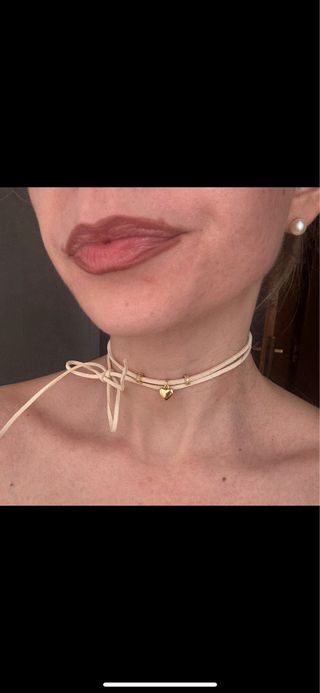 Choker cordino alcantara pendente oro
