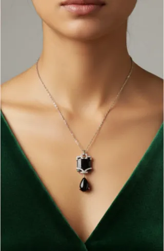 Collar piedras negras de mujer