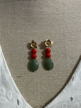 Pendientes flamenca flor y piedras